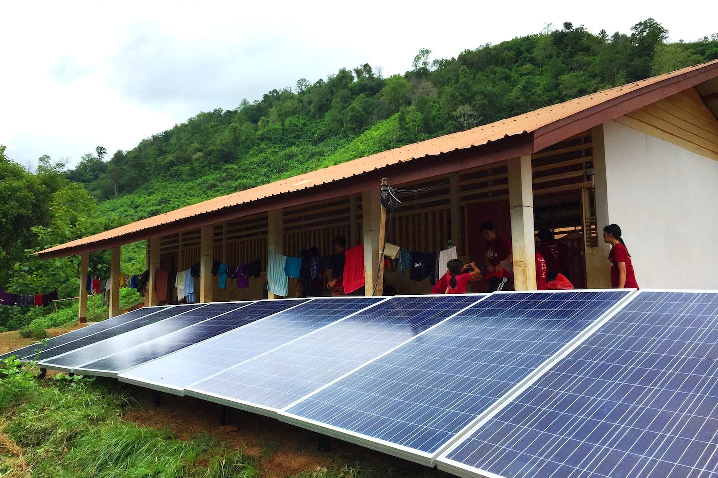 Solar power installation in a rural area in South America